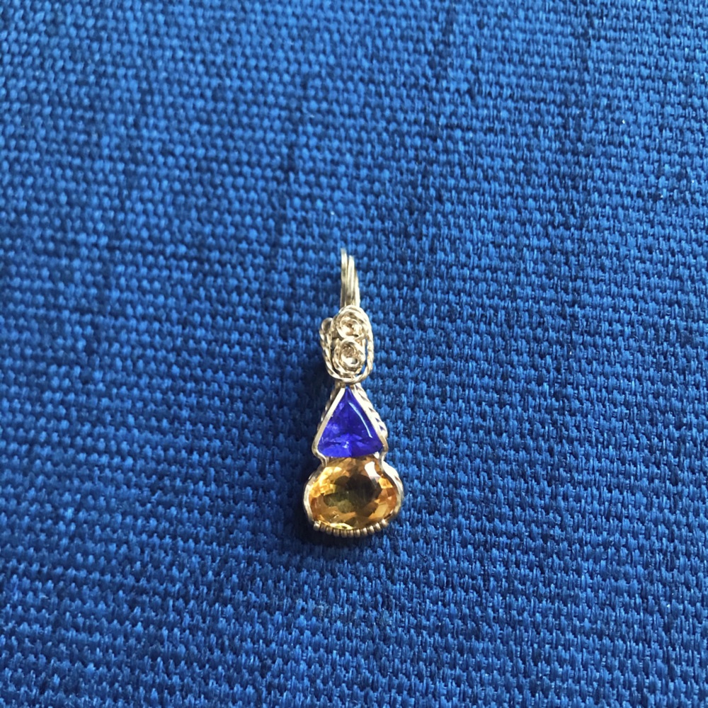 Gold and purple gem pendant for necklace
